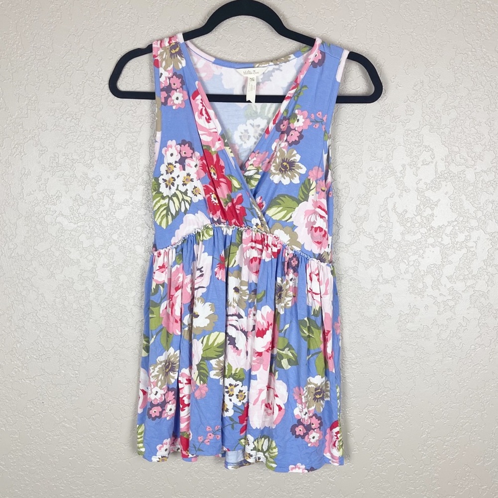 Matilda Jane blue floral print surplice loose fit sleeveless top